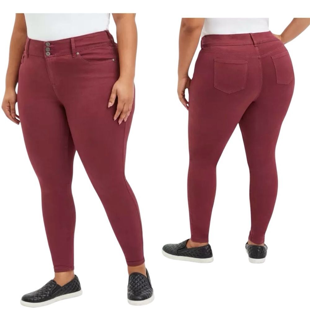 TORRID Jegging Skinny Jeans Women 14R High Rise Super Soft Denim Burgundy Maroon